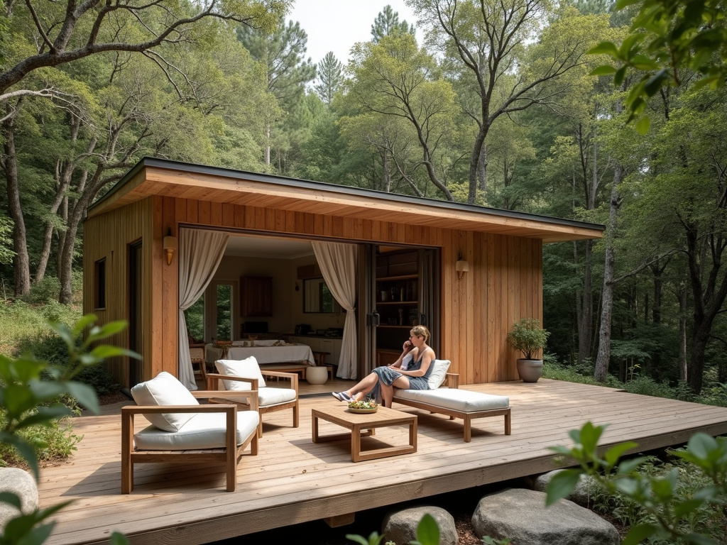 Cabin deck with outdoor seating