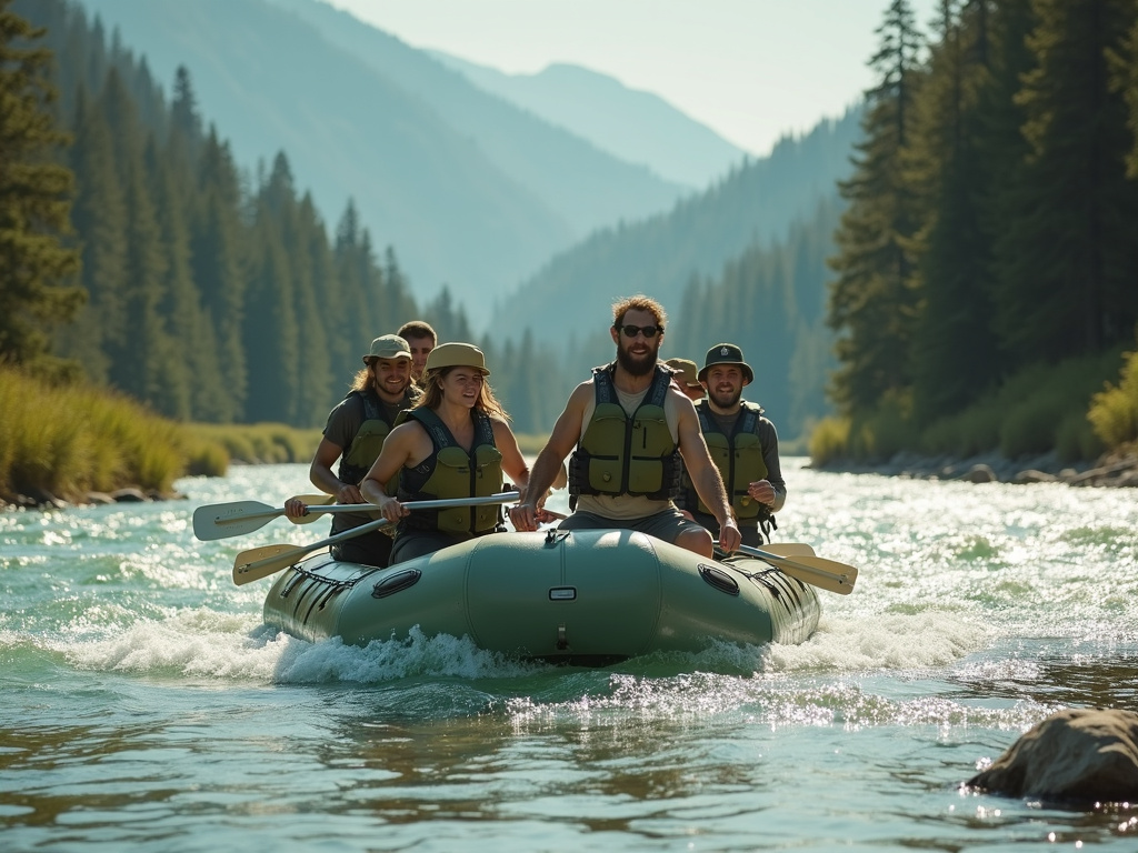 Group whitewater rafting
