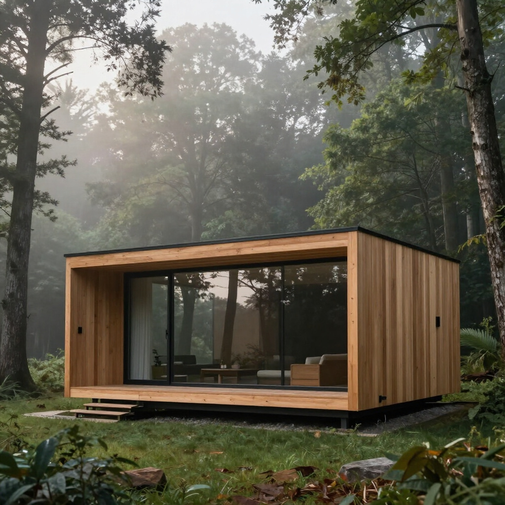 Modern cabin retreat in the forest