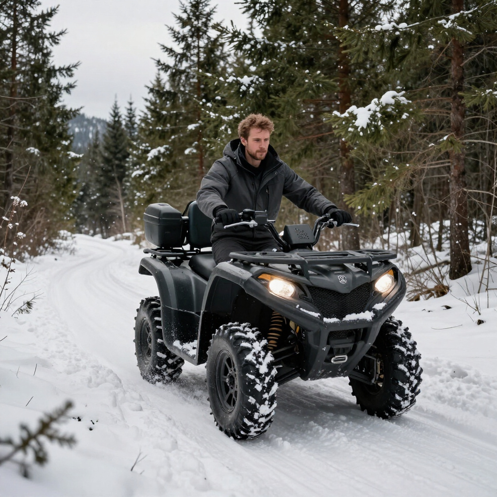 ATV rider in the snow